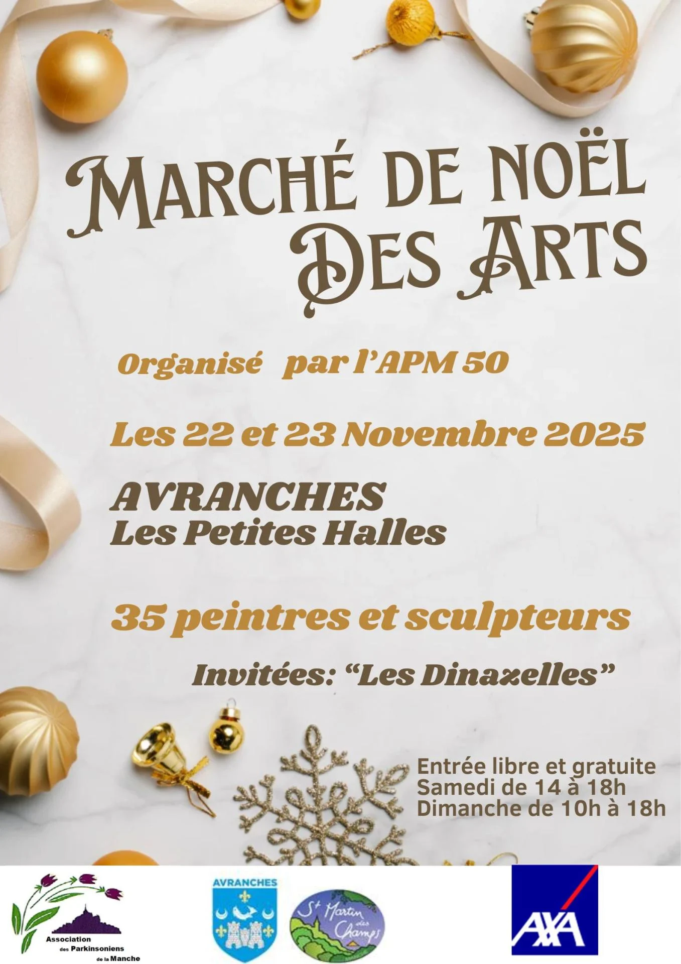 Affiche marche de noel minimaliste or dore